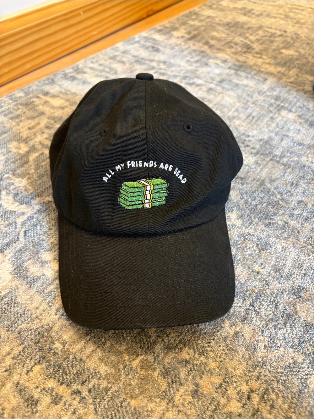 Black Embroidered 'All My Friends Are Dead' Cap - Unbranded